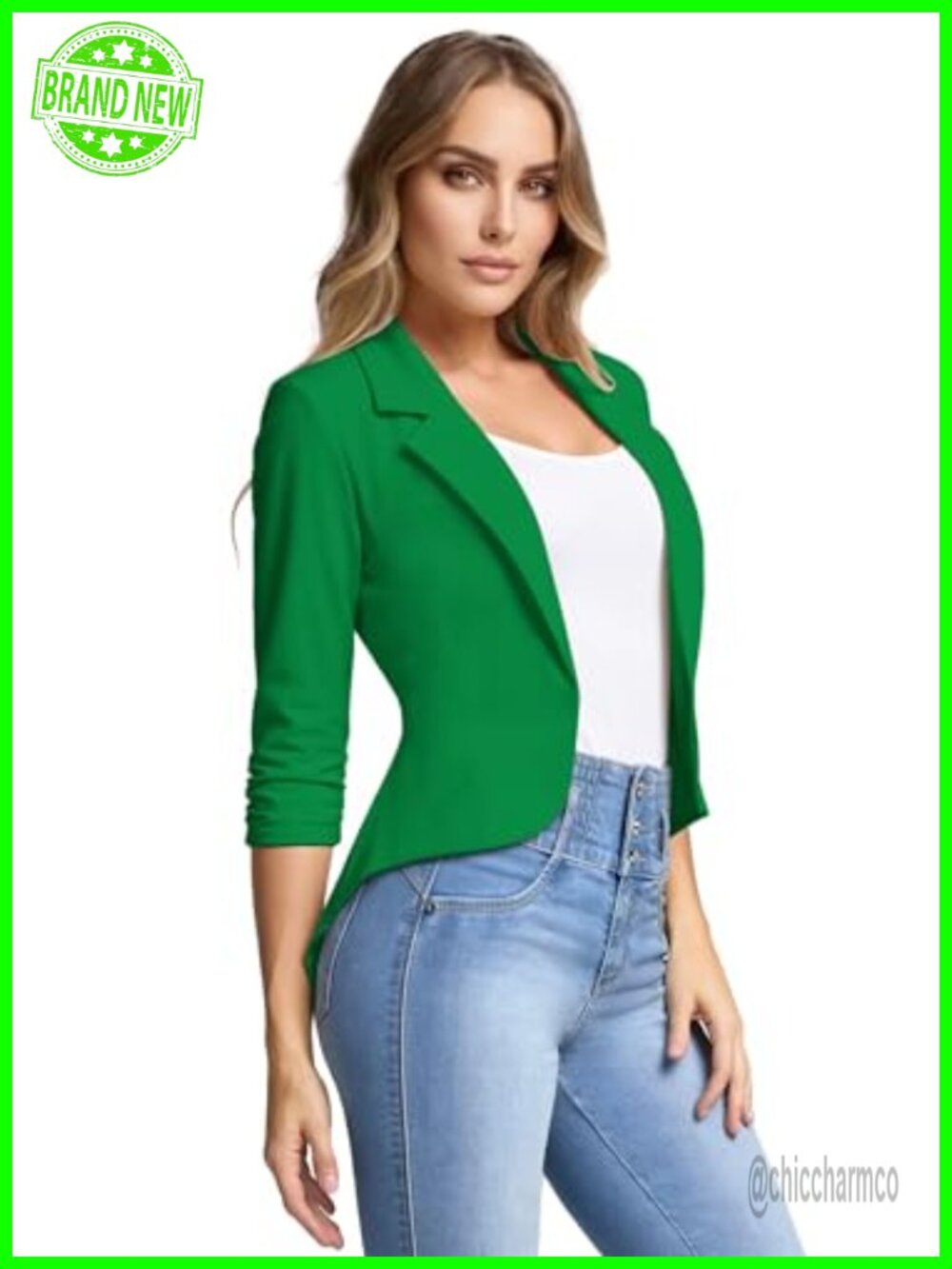 High Low Tailored Blazer Jacket Velvet Open Front Business Casual
